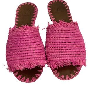 L. Autre Chose Pink‎ Straw Slides Size 8.5